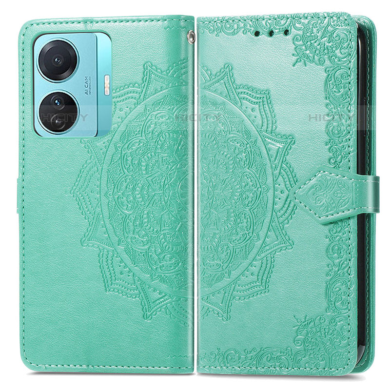 Funda de Cuero Cartera con Soporte Patron de Moda Carcasa para Vivo T1 Pro 5G Verde