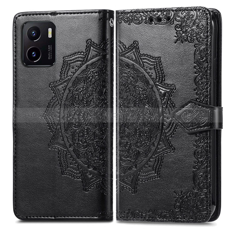 Funda de Cuero Cartera con Soporte Patron de Moda Carcasa para Vivo Y01A Negro