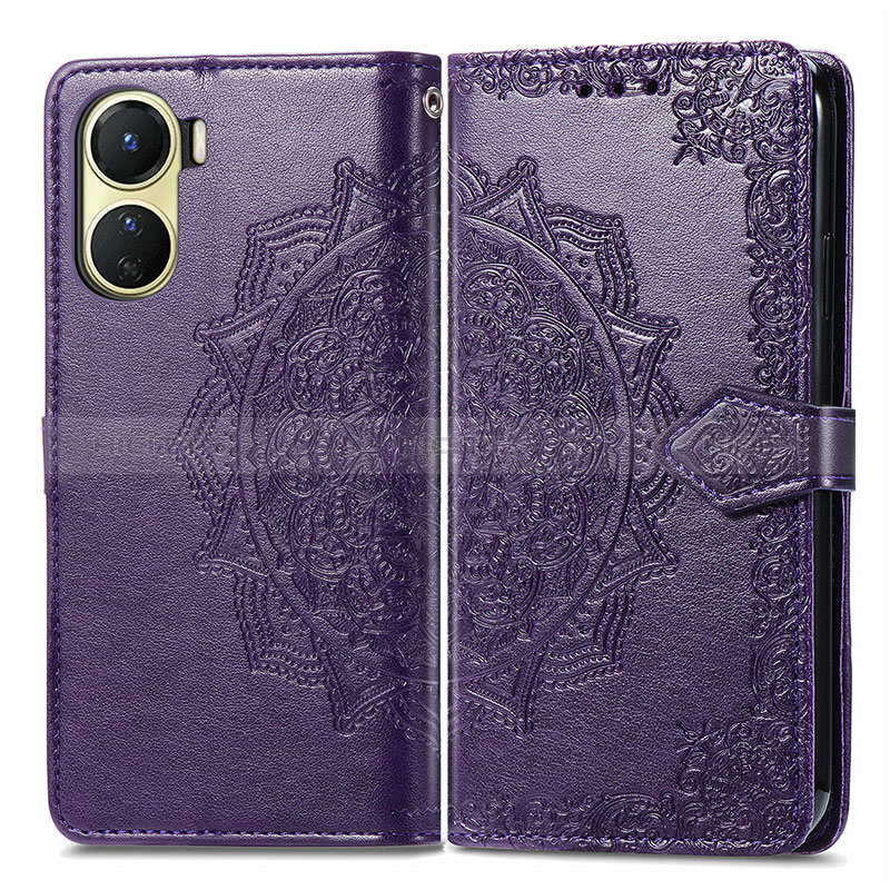 Funda de Cuero Cartera con Soporte Patron de Moda Carcasa para Vivo Y02S