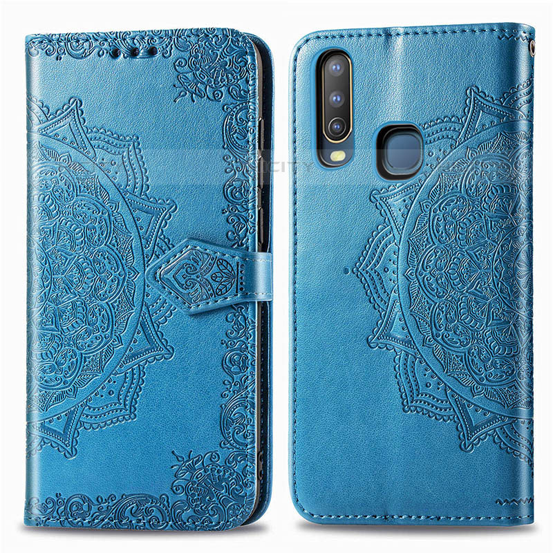 Funda de Cuero Cartera con Soporte Patron de Moda Carcasa para Vivo Y12 Azul