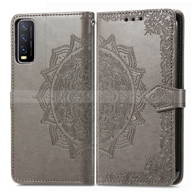 Funda de Cuero Cartera con Soporte Patron de Moda Carcasa para Vivo Y20a Gris