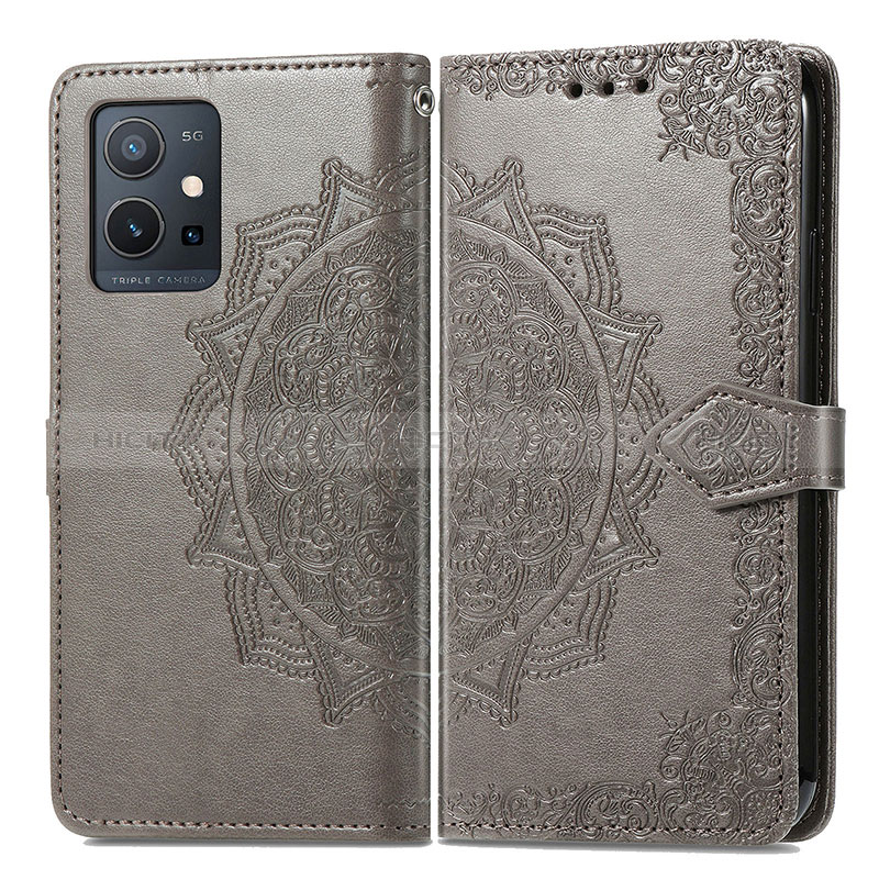 Funda de Cuero Cartera con Soporte Patron de Moda Carcasa para Vivo Y30 5G Gris