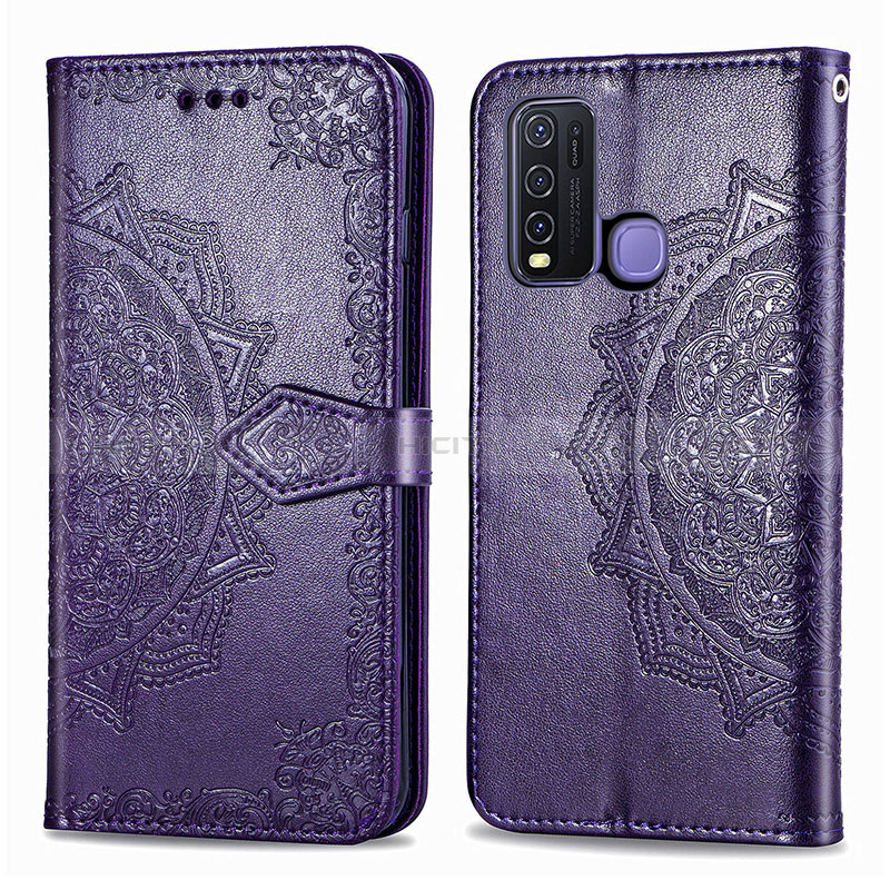 Funda de Cuero Cartera con Soporte Patron de Moda Carcasa para Vivo Y50 Morado