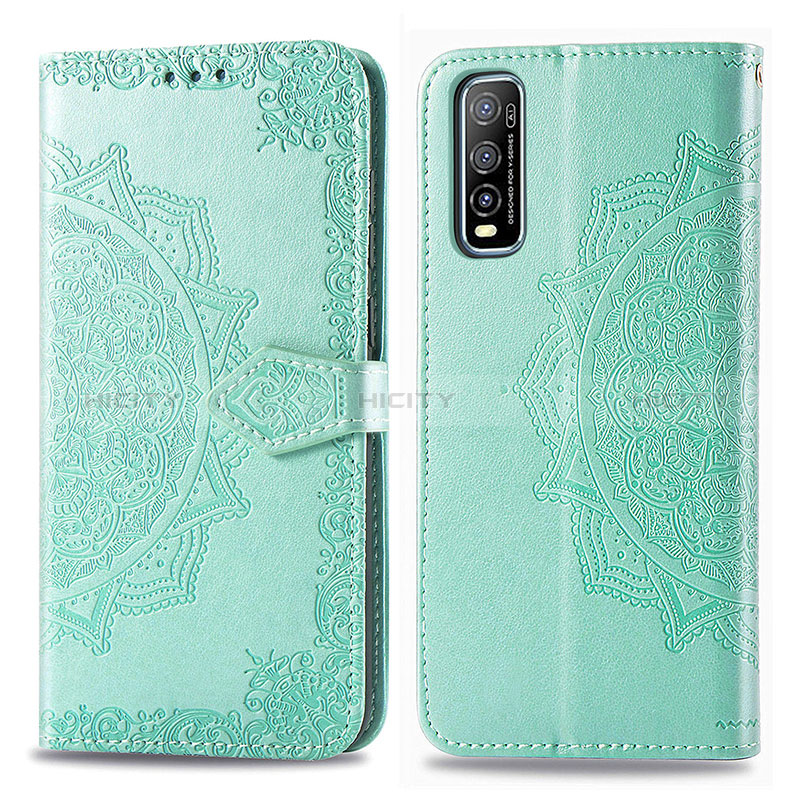 Funda de Cuero Cartera con Soporte Patron de Moda Carcasa para Vivo Y50t Verde