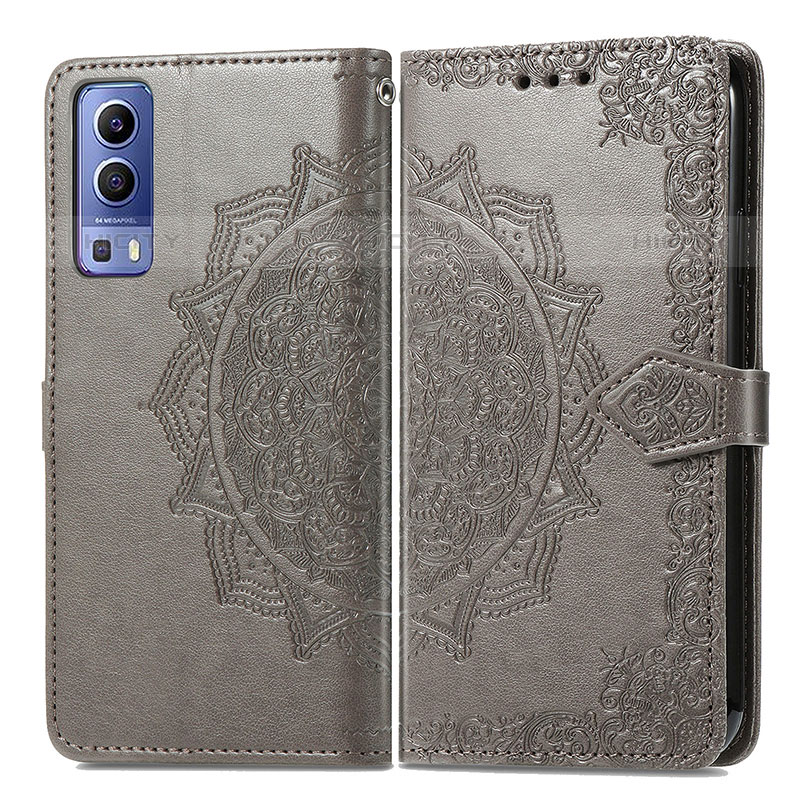 Funda de Cuero Cartera con Soporte Patron de Moda Carcasa para Vivo Y52 5G Gris