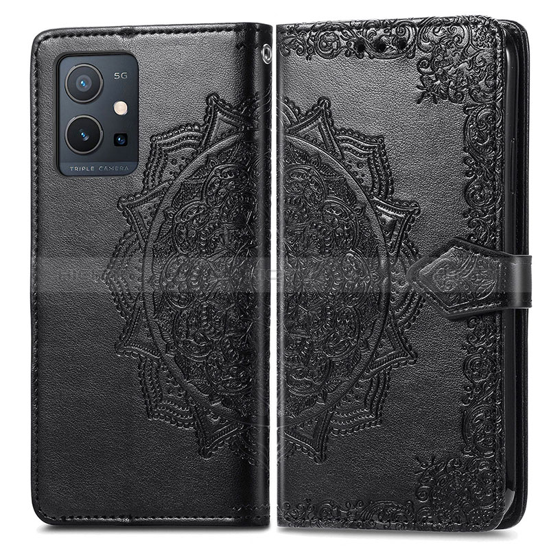 Funda de Cuero Cartera con Soporte Patron de Moda Carcasa para Vivo Y52t 5G Negro