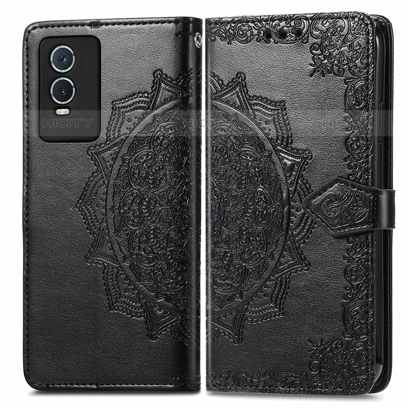 Funda de Cuero Cartera con Soporte Patron de Moda Carcasa para Vivo Y74s 5G Negro