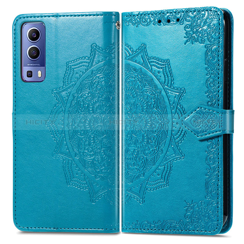 Funda de Cuero Cartera con Soporte Patron de Moda Carcasa para Vivo Y75s 5G Azul