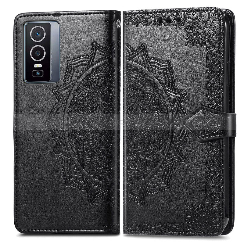 Funda de Cuero Cartera con Soporte Patron de Moda Carcasa para Vivo Y76 5G Negro