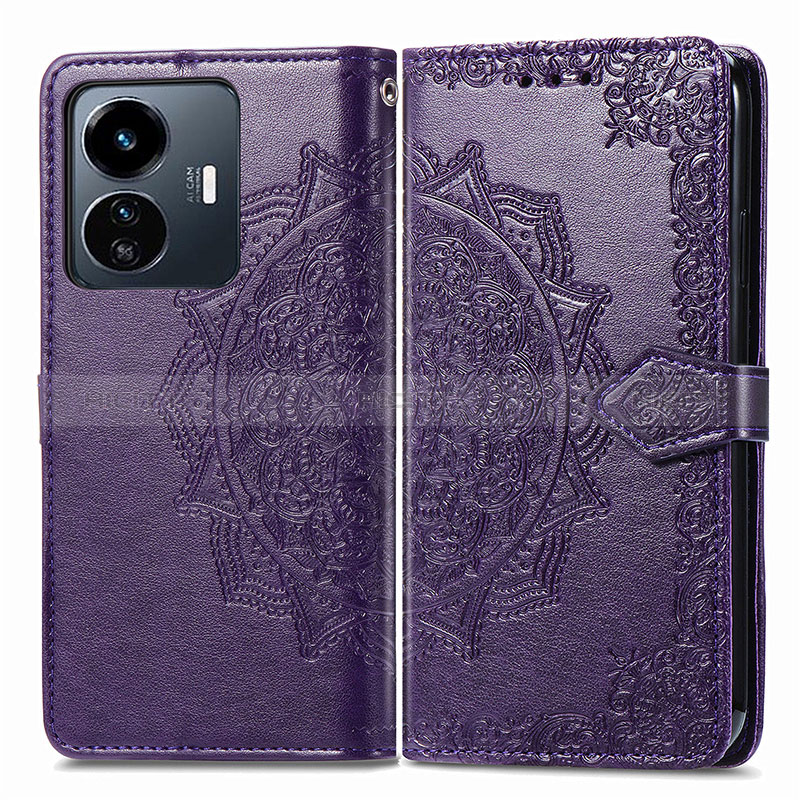 Funda de Cuero Cartera con Soporte Patron de Moda Carcasa para Vivo Y77e t1 Morado