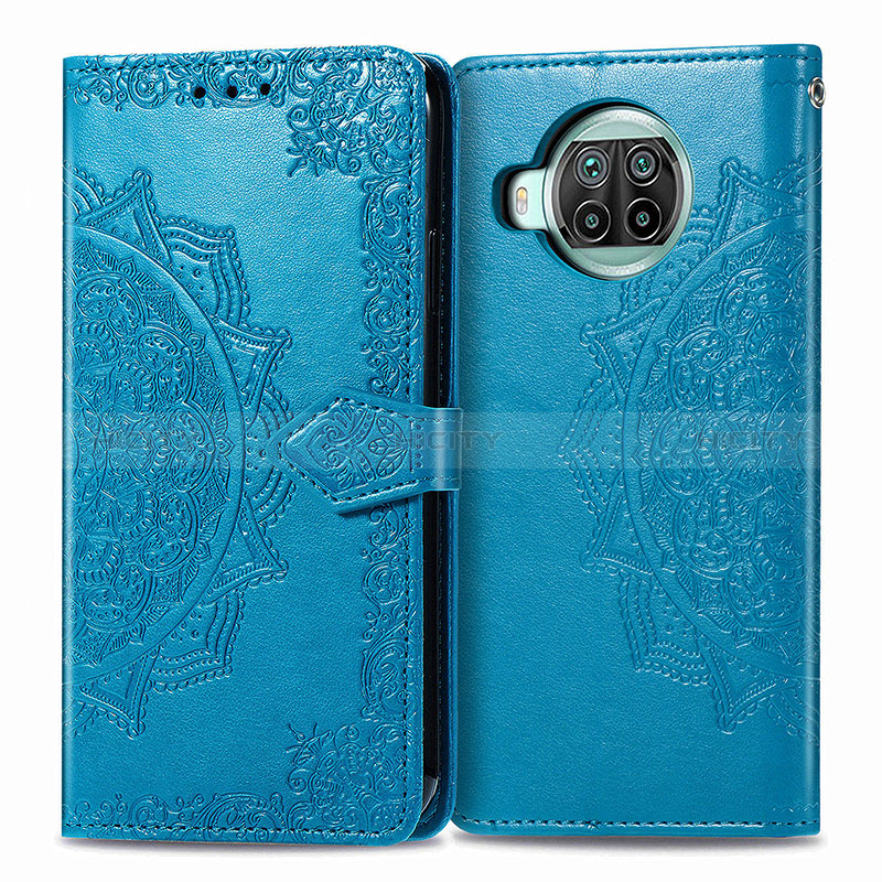 Funda de Cuero Cartera con Soporte Patron de Moda Carcasa para Xiaomi Mi 10i 5G Azul