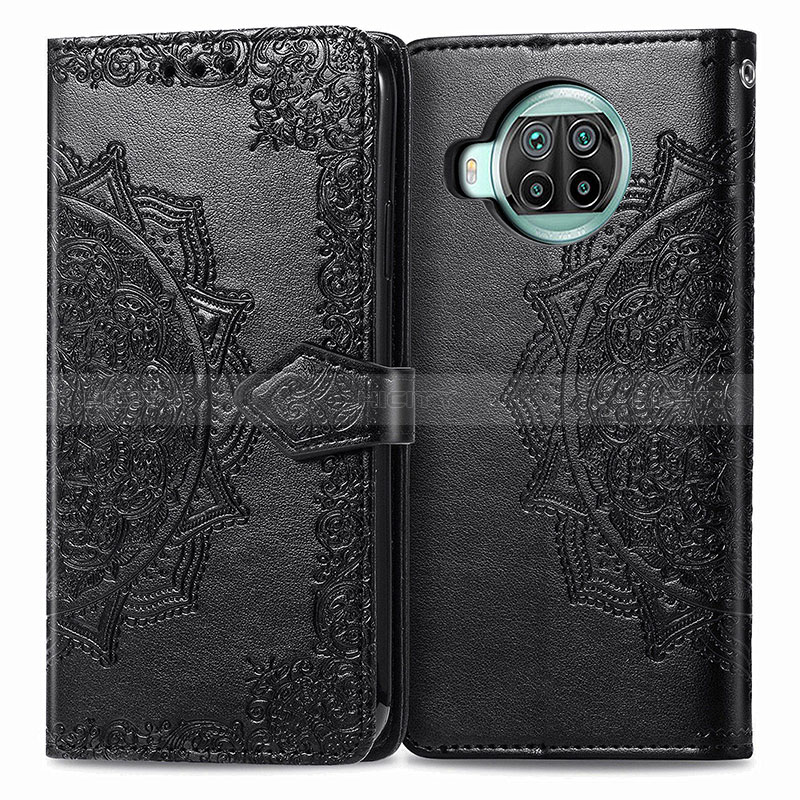 Funda de Cuero Cartera con Soporte Patron de Moda Carcasa para Xiaomi Mi 10i 5G Negro