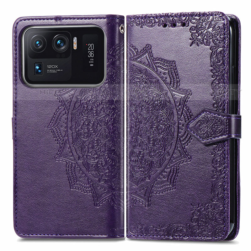 Funda de Cuero Cartera con Soporte Patron de Moda Carcasa para Xiaomi Mi 11 Ultra 5G Morado