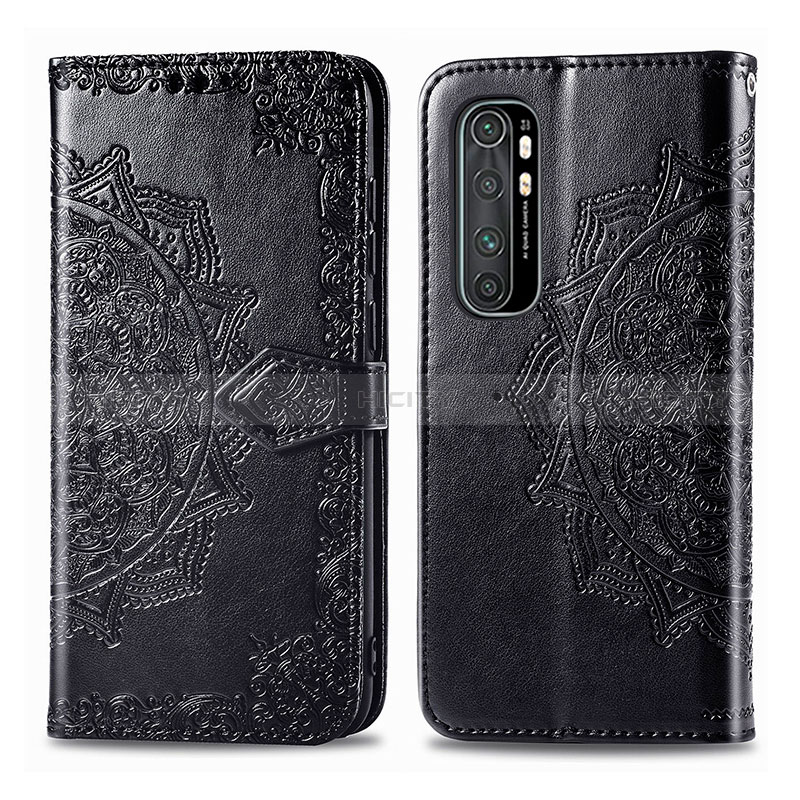 Funda de Cuero Cartera con Soporte Patron de Moda Carcasa para Xiaomi Mi Note 10 Lite Negro