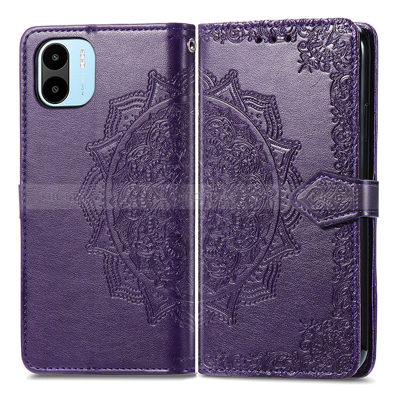 Funda de Cuero Cartera con Soporte Patron de Moda Carcasa para Xiaomi Poco C50 Morado