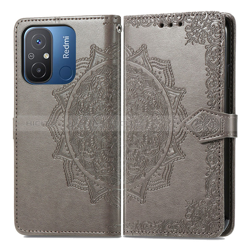 Funda de Cuero Cartera con Soporte Patron de Moda Carcasa para Xiaomi Poco C55 Gris