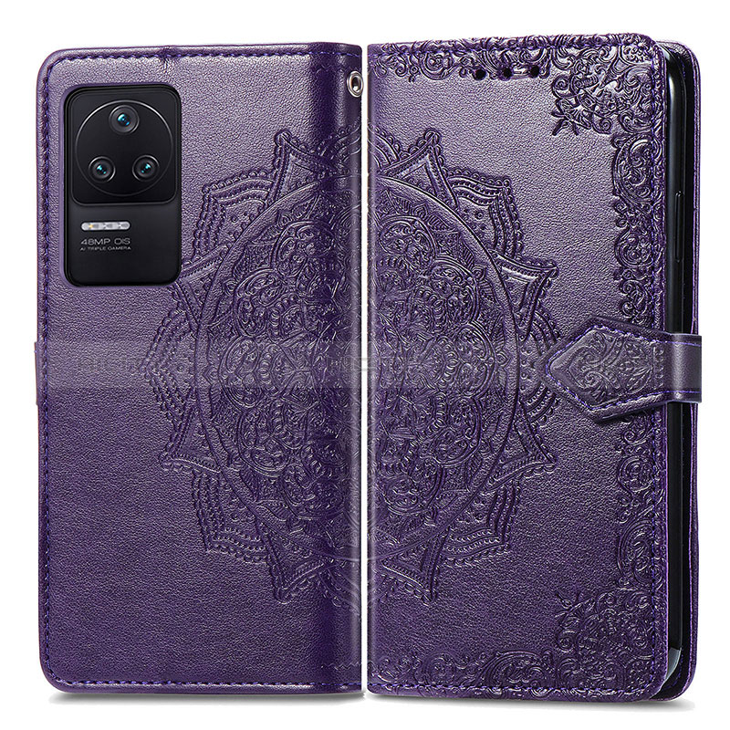 Funda de Cuero Cartera con Soporte Patron de Moda Carcasa para Xiaomi Poco F4 5G Morado