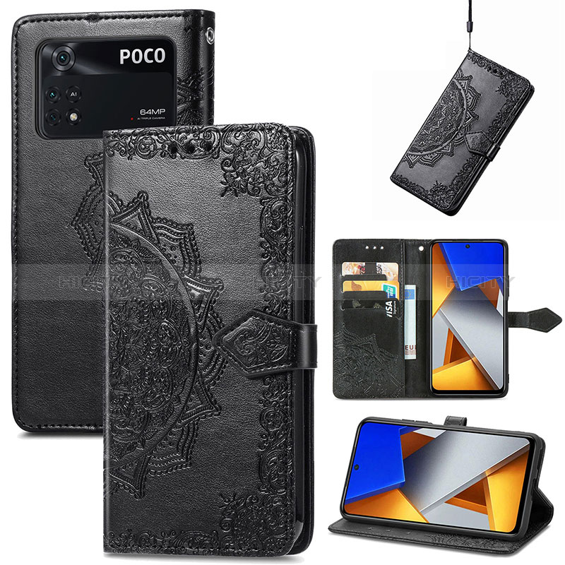 Funda de Cuero Cartera con Soporte Patron de Moda Carcasa para Xiaomi Poco M4 Pro 4G