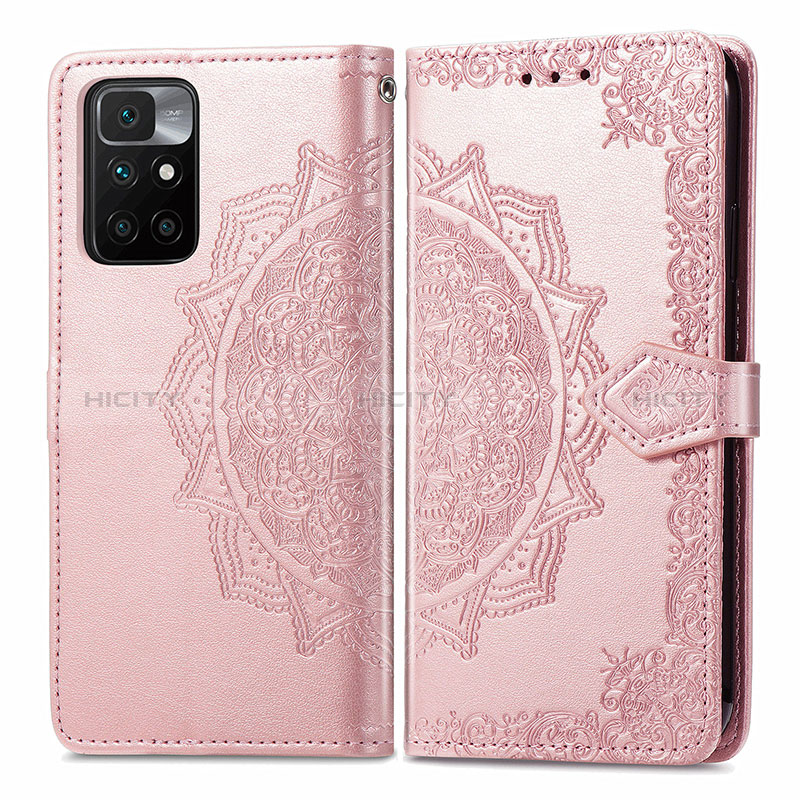 Funda de Cuero Cartera con Soporte Patron de Moda Carcasa para Xiaomi Redmi 10 (2022) Oro Rosa