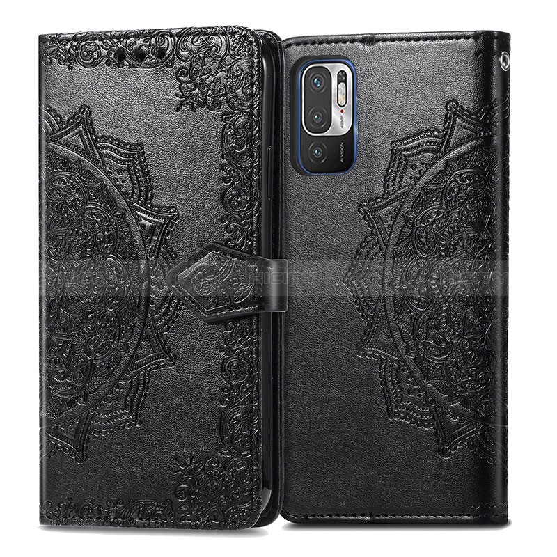 Funda de Cuero Cartera con Soporte Patron de Moda Carcasa para Xiaomi Redmi Note 10 5G Negro