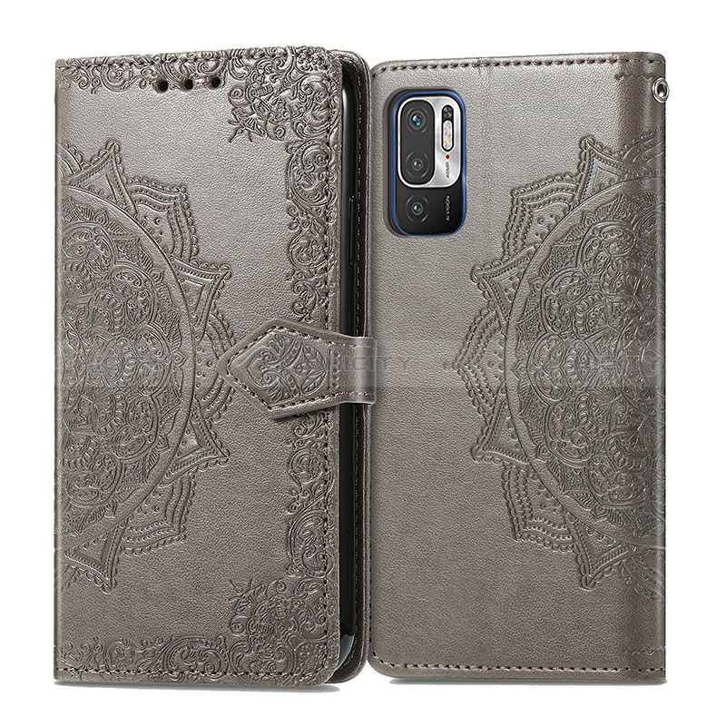 Funda de Cuero Cartera con Soporte Patron de Moda Carcasa para Xiaomi Redmi Note 10 JE 5G Gris