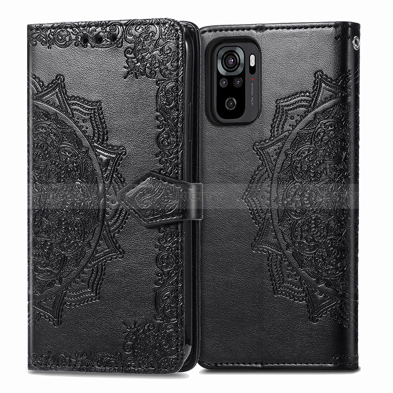 Funda de Cuero Cartera con Soporte Patron de Moda Carcasa para Xiaomi Redmi Note 11 SE India 4G Negro