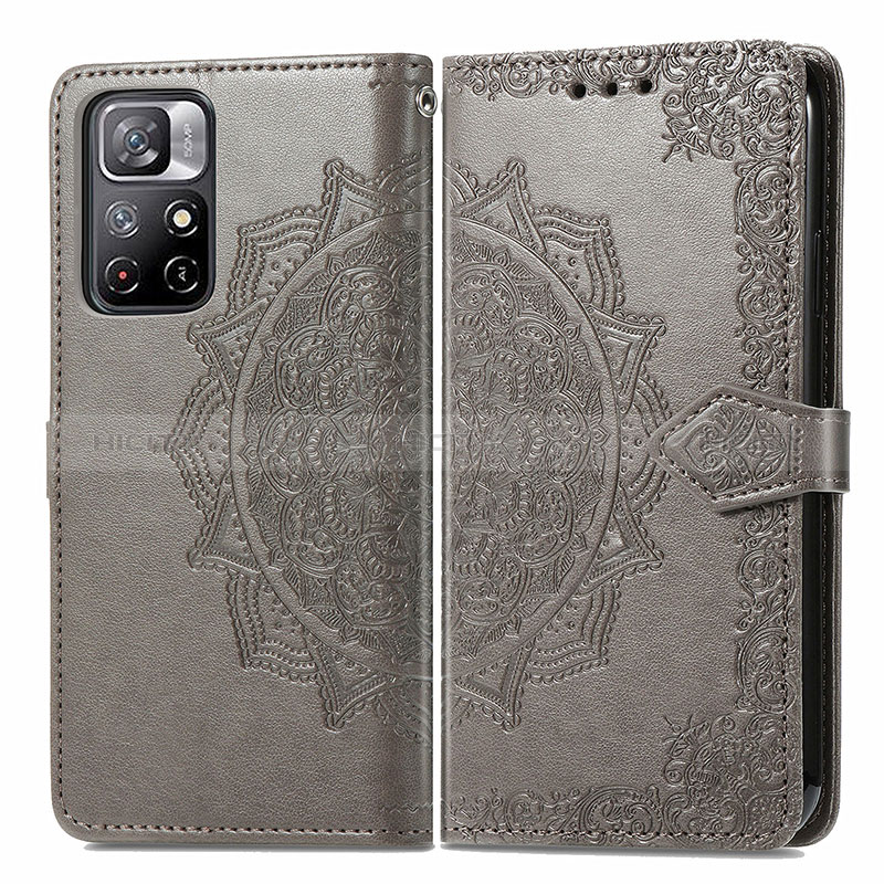 Funda de Cuero Cartera con Soporte Patron de Moda Carcasa para Xiaomi Redmi Note 11S 5G Gris