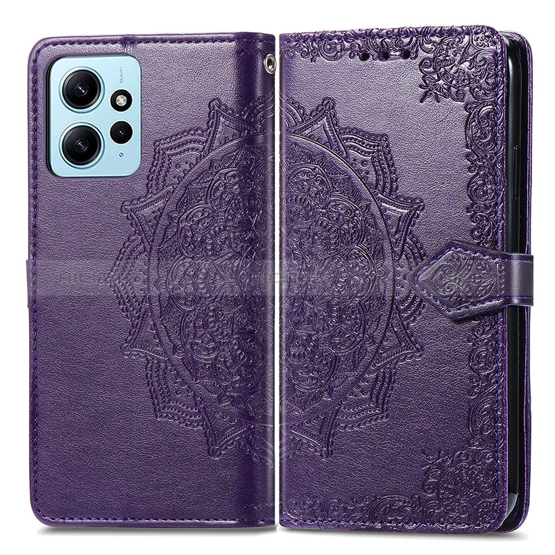 Funda de Cuero Cartera con Soporte Patron de Moda Carcasa para Xiaomi Redmi Note 12 4G Morado