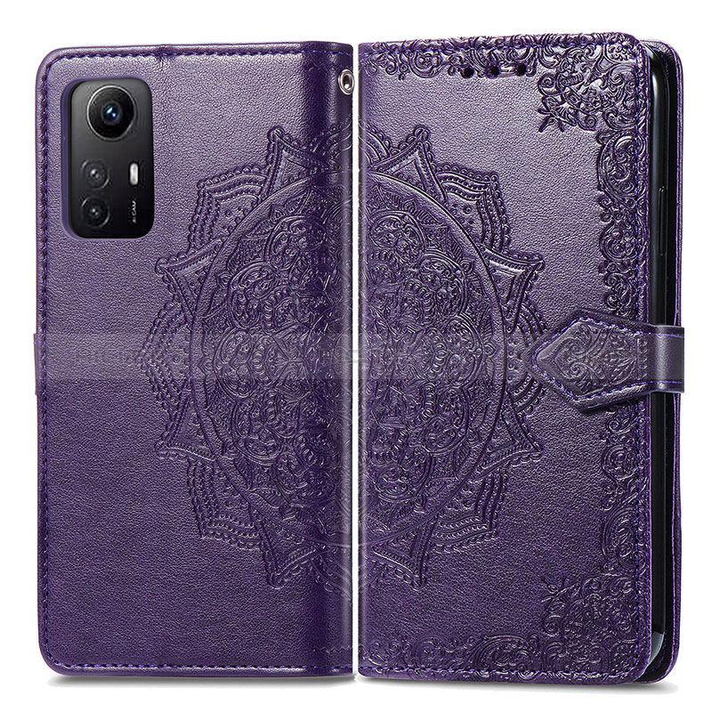 Funda de Cuero Cartera con Soporte Patron de Moda Carcasa para Xiaomi Redmi Note 12S Morado