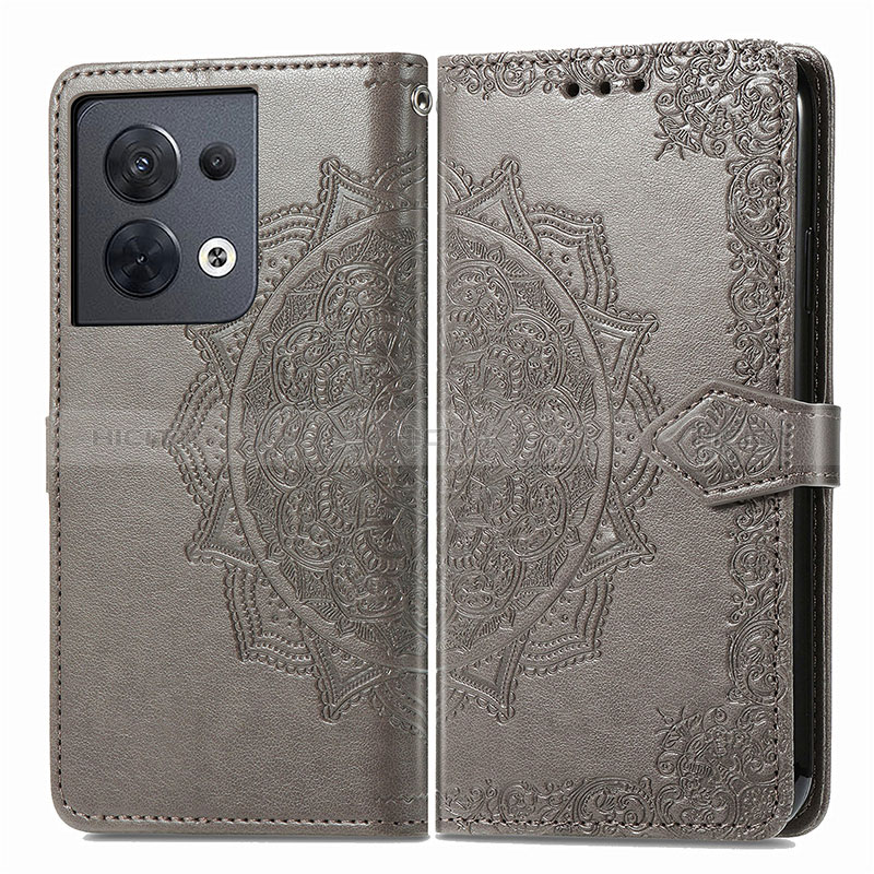 Funda de Cuero Cartera con Soporte Patron de Moda Carcasa para Xiaomi Redmi Note 13 5G Gris