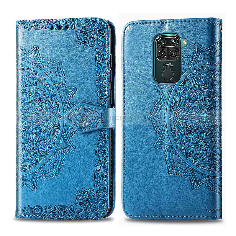 Funda de Cuero Cartera con Soporte Patron de Moda Carcasa para Xiaomi Redmi Note 9 Azul