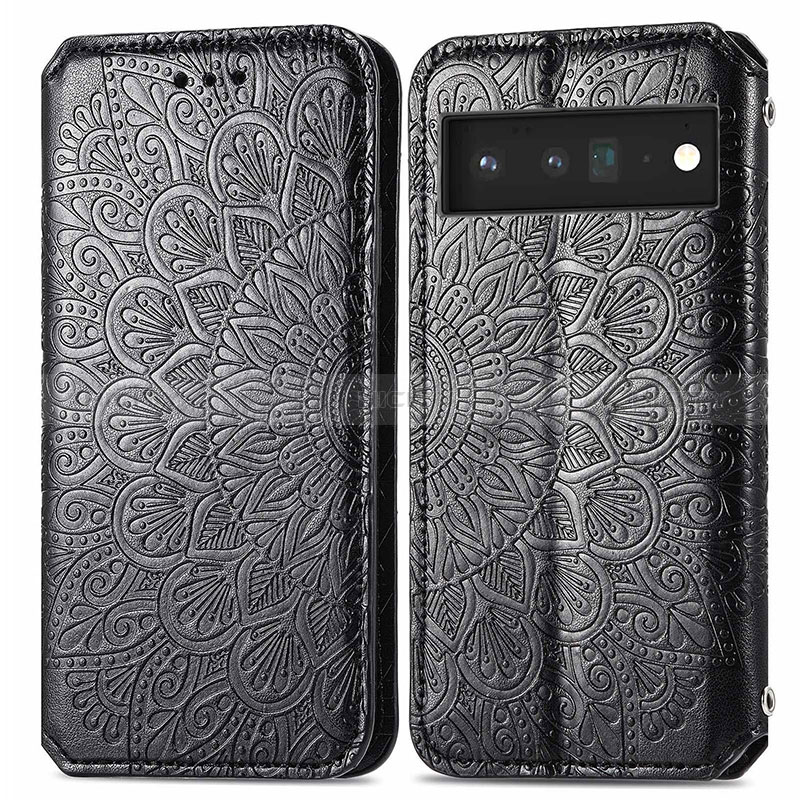 Funda de Cuero Cartera con Soporte Patron de Moda Carcasa S01D para Google Pixel 6 Pro 5G Negro