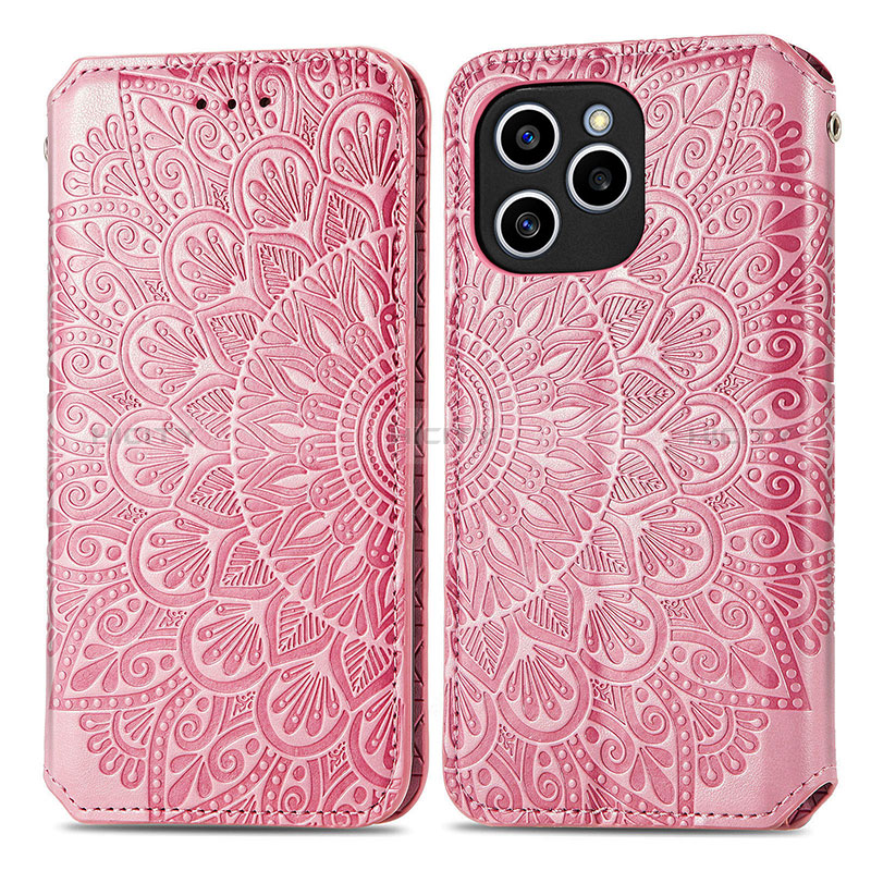 Funda de Cuero Cartera con Soporte Patron de Moda Carcasa S01D para Huawei Honor 60 SE 5G Oro Rosa