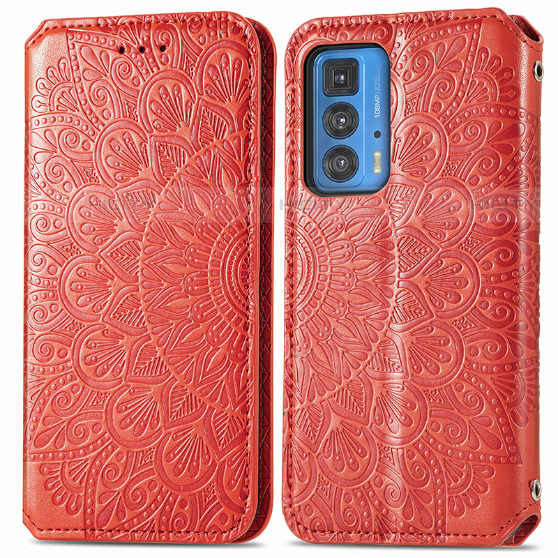 Funda de Cuero Cartera con Soporte Patron de Moda Carcasa S01D para Motorola Moto Edge 20 Pro 5G Rojo