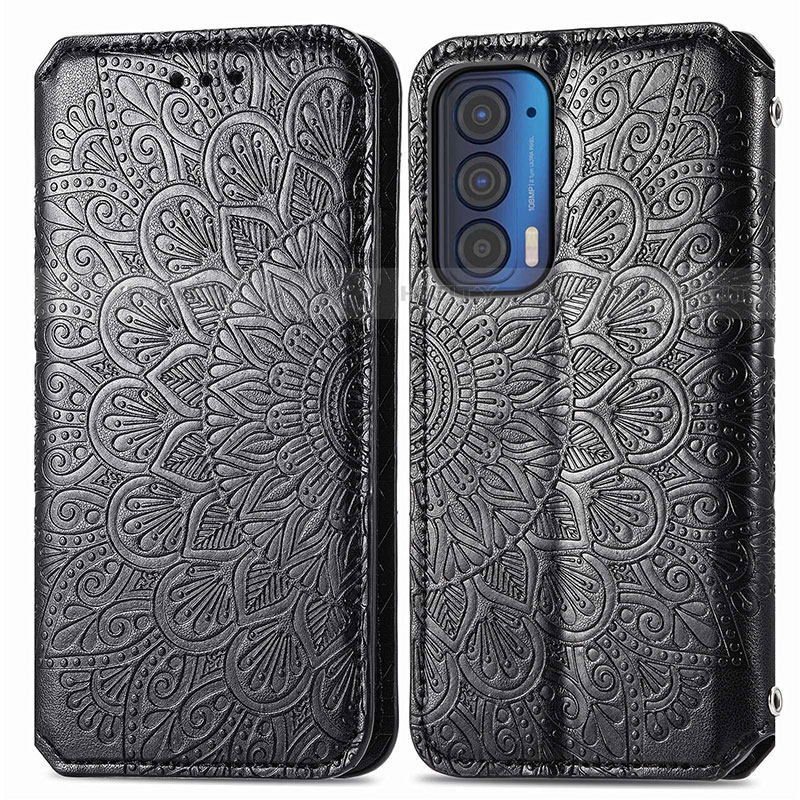 Funda de Cuero Cartera con Soporte Patron de Moda Carcasa S01D para Motorola Moto Edge (2021) 5G Negro