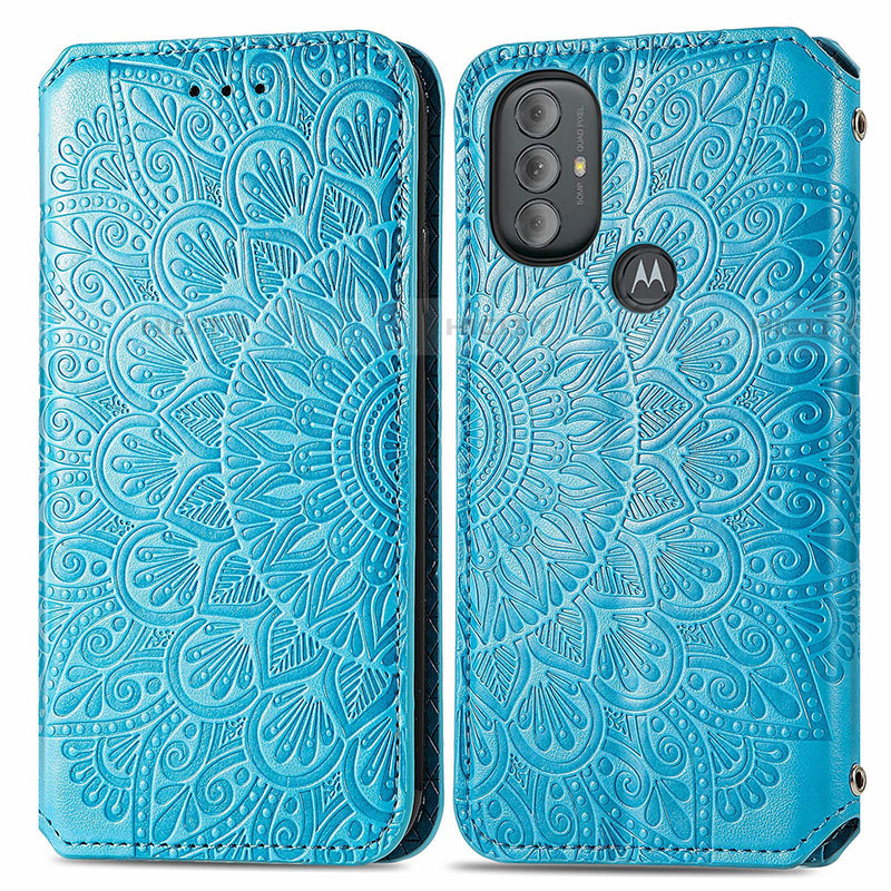 Funda de Cuero Cartera con Soporte Patron de Moda Carcasa S01D para Motorola Moto G Play Gen 2 Azul