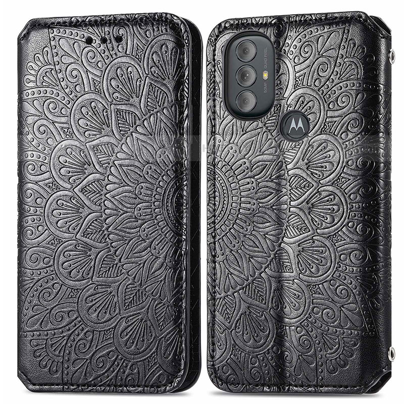 Funda de Cuero Cartera con Soporte Patron de Moda Carcasa S01D para Motorola Moto G Play Gen 2 Negro