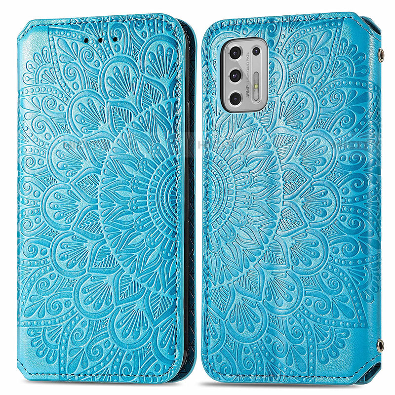 Funda de Cuero Cartera con Soporte Patron de Moda Carcasa S01D para Motorola Moto G Stylus (2021) Azul