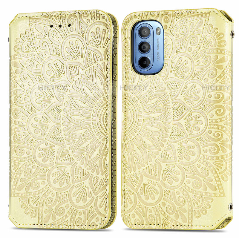 Funda de Cuero Cartera con Soporte Patron de Moda Carcasa S01D para Motorola Moto G31 Oro