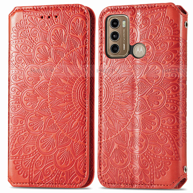 Funda de Cuero Cartera con Soporte Patron de Moda Carcasa S01D para Motorola Moto G40 Fusion Rojo