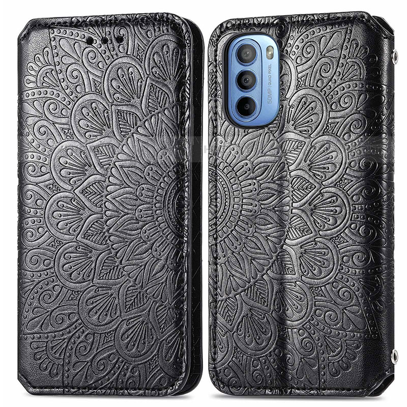 Funda de Cuero Cartera con Soporte Patron de Moda Carcasa S01D para Motorola Moto G41 Negro