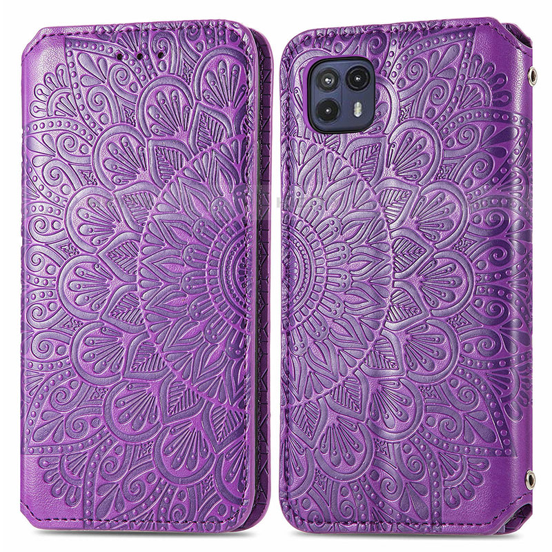 Funda de Cuero Cartera con Soporte Patron de Moda Carcasa S01D para Motorola Moto G50 5G Morado