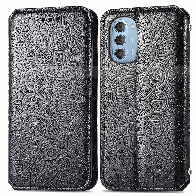 Funda de Cuero Cartera con Soporte Patron de Moda Carcasa S01D para Motorola Moto G51 5G Negro