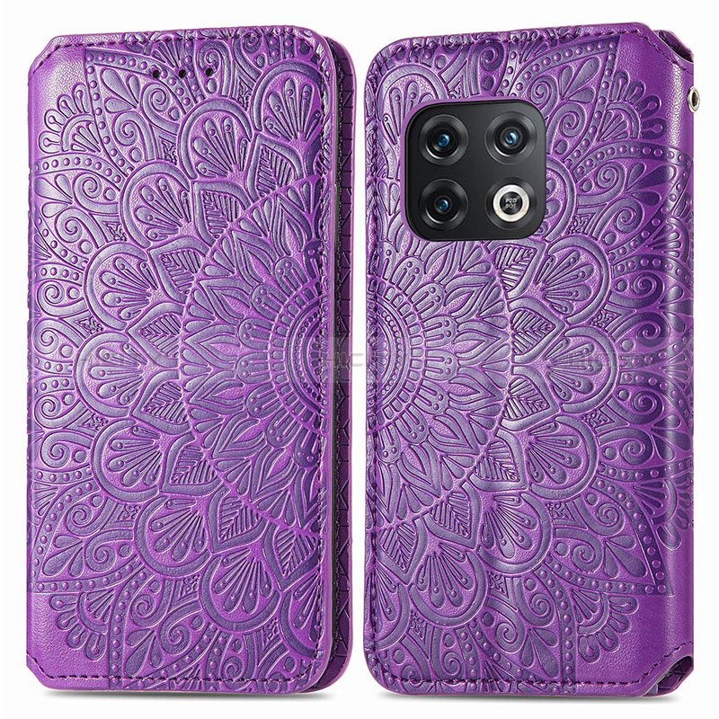 Funda de Cuero Cartera con Soporte Patron de Moda Carcasa S01D para OnePlus 10 Pro 5G Morado