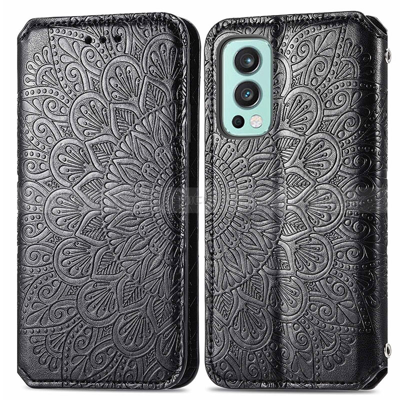 Funda de Cuero Cartera con Soporte Patron de Moda Carcasa S01D para OnePlus Nord 2 5G Negro