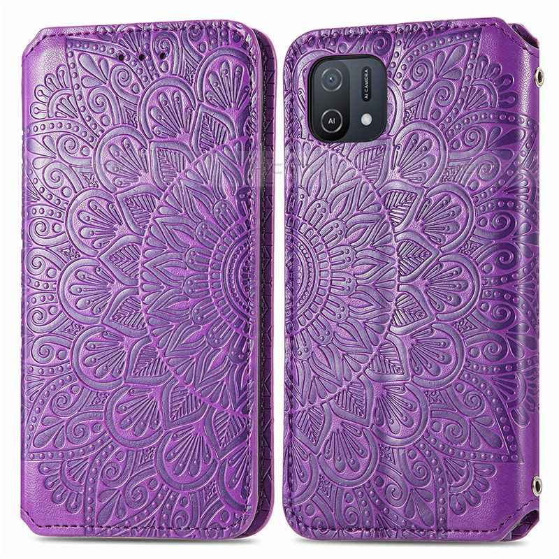 Funda de Cuero Cartera con Soporte Patron de Moda Carcasa S01D para Oppo A16e Morado