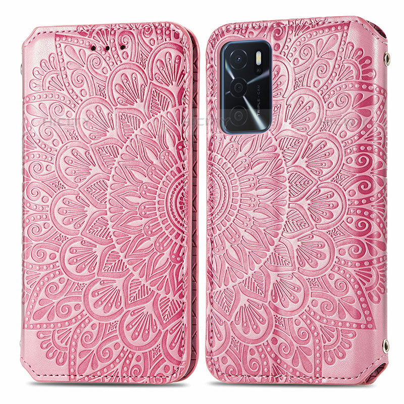 Funda de Cuero Cartera con Soporte Patron de Moda Carcasa S01D para Oppo A54s Oro Rosa