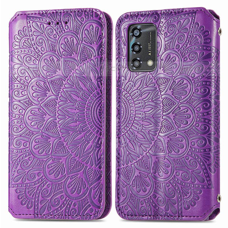 Funda de Cuero Cartera con Soporte Patron de Moda Carcasa S01D para Oppo A74 4G Morado