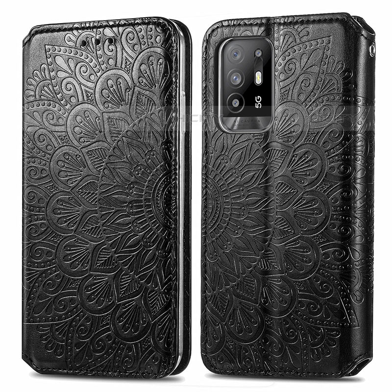 Funda de Cuero Cartera con Soporte Patron de Moda Carcasa S01D para Oppo A94 5G Negro