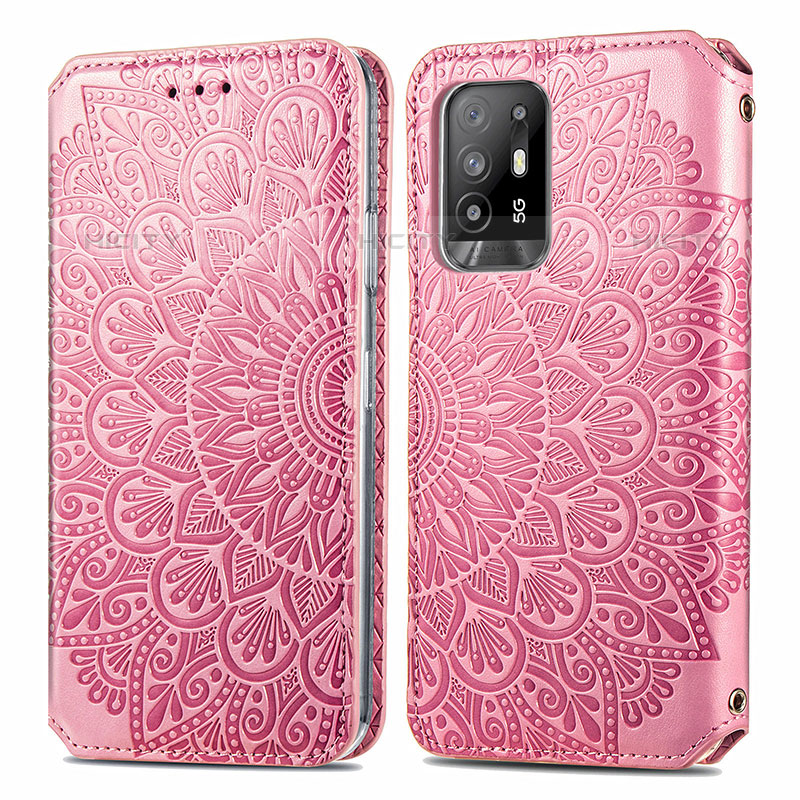 Funda de Cuero Cartera con Soporte Patron de Moda Carcasa S01D para Oppo A94 5G Oro Rosa